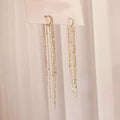 Gold Color Light Luxury Long Tassel Hoop Earrings Female Temperament Love Heart Dangle Earrings Handmade Jewelry Wedding Gift